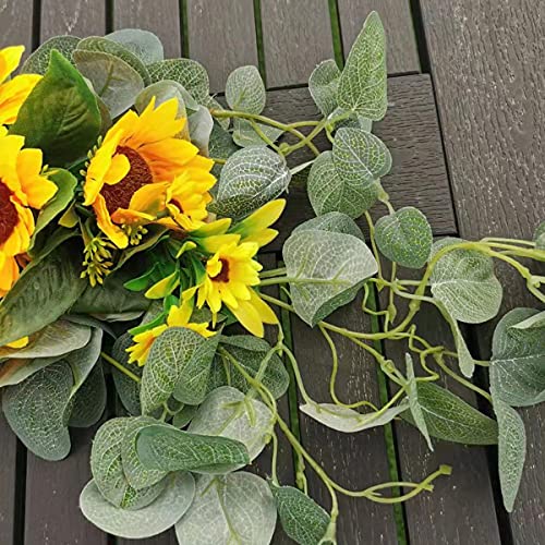 H&S BRIDAL Wedding Arch Flowers, 30 Inch Rustic Artificial Floral Swag for Door Lintel, Green Leaves Rose Peony Sunflowers Table Centerpieces Home Decoration - color: Yellow