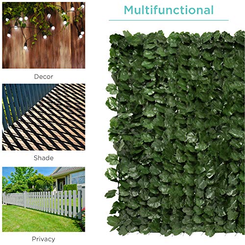 Best Choice Products Outdoor Garden 94x39-inch Artificial Faux Ivy Hedge Leaf and Vine Privacy Fence Wall Screen - Green - size: 94x39in