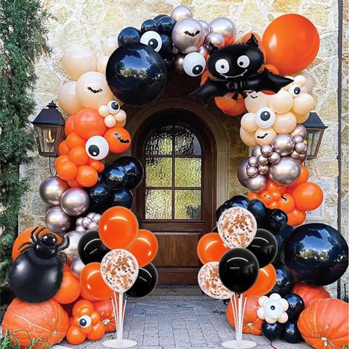 TONIFUL 4 Set Balloons Black Orange Confetti Balloon Stand Centerpiece Table Decorations for Halloween,Celebration Party Bar,Birthday Decorations,Anniversary,Graduation Decoration 2026 - color: Black Orange Confetti