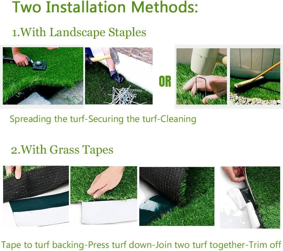 Petgrow Artificial Grass Turf 9FTX30FT- Realistic & Thick Synthetic Fake Grass Mat for Outdoor Garden Landscape Pet Dog Grass Rug Faux Turf - size: 9FTX30FT(370 Square FT)
