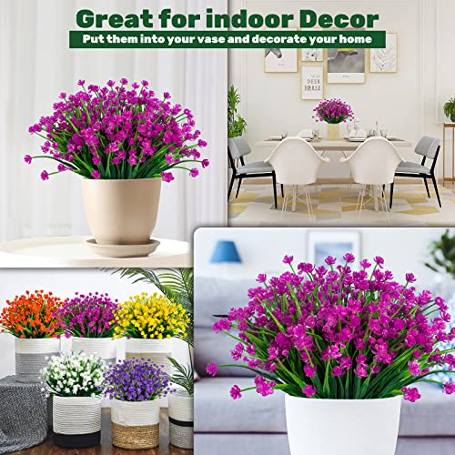Lnoicy 20pcs Artificial Flowers,Fake Flowers Picks for Office Decorations Floral Arrangements DIY Wreath Holiday Tables Party Home Decor and Home Garden Decoration(Fuchsia) - color: Fuchsia, size: 20 PCS