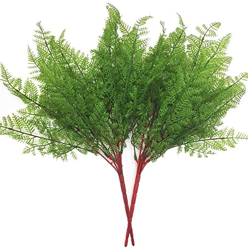 CATTREE Artificial Shrubs Bushes, Plastic Fern Leaves Persian Grass Fake Plants Wedding Indoor Outdoor Home Garden Verandah Kitchen Office Table Centerpieces Arrangements Christmas Decoration 2 pcs - color: Fern Leaves-2 Pcs