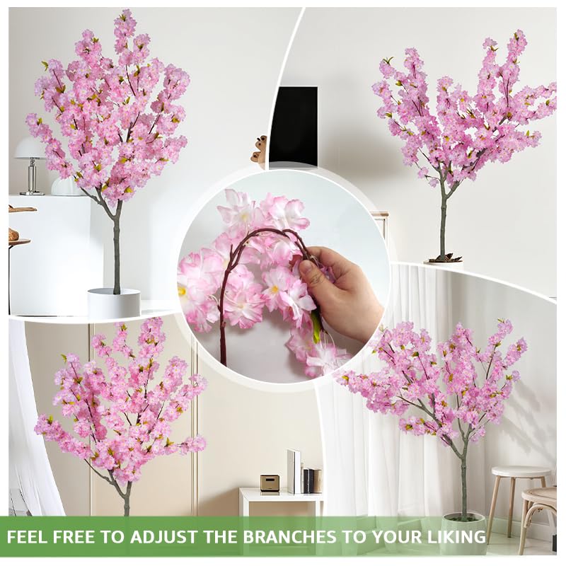 Artificial Cherry Blossom Tree, 6ft Pink Sakura Tree, Bendable Branches for Home Decor, Weddings, Festivals
