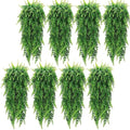 Lyrow 8 Pcs Artificial Hanging Plants 32 in Fake Plant Fake Boston Ferns Plastic Faux for Wall House Room Garden Wedding Garland Indoor Outdoor Decoration, No Basket
