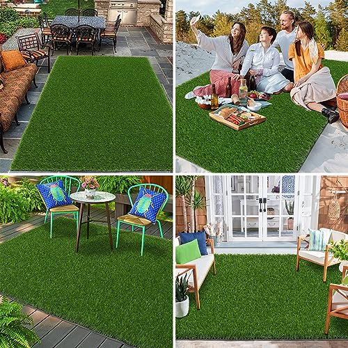 Bsmathom Artificial Grass Rug Indoor Outdoor Rug, 5x8Ft Fake Grass Rug Synthetic Grass Mat Dog Grass Mat with Drainage Holes Fake Grass Rug for Pet, Garden Lawn Landscape, 5x8Ft - size: 5x8 Feet