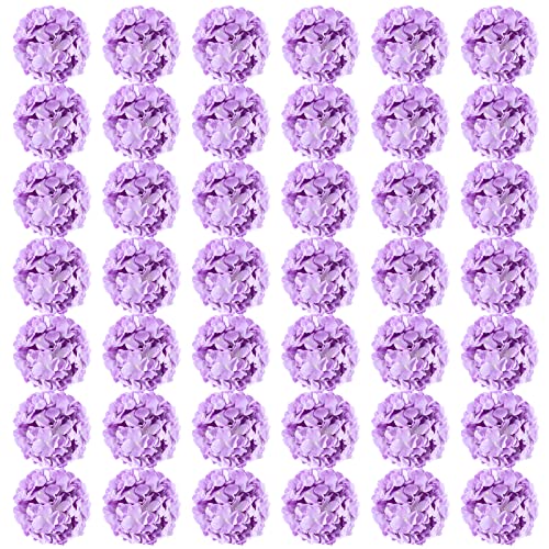 Auihiay 64pcs Hydrangea Artificial Flowers, Purple Artificial Hydrangea Flowers, Silk Hydrangea Heads with Stems for Garden, Home Party Baby Shower DIY Wedding Centerpiece (Purple) - color: Purple