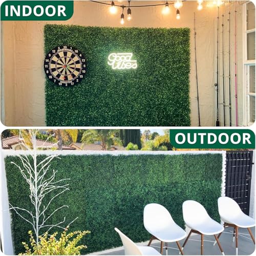 12 Pack 24"x16" Artificial Grass Wall Panels 2'' Height Boxwood Privacy Hedge Screen, UV Protected Indoor Outdoor Garden Wedding Party Backdrop Decor, 32 SQ FT Greenery Fence Panels, 100 Zip tie - size: 16inch x 24inch