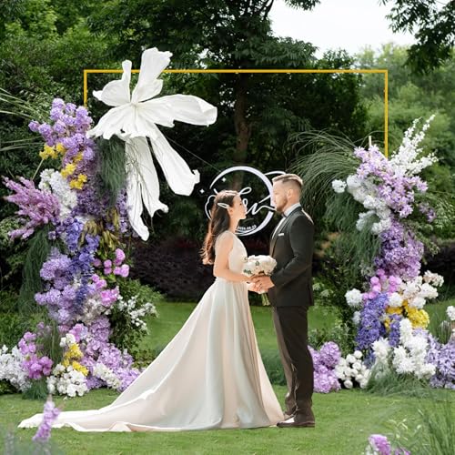 Wokceer Wedding Arch Backdrop Stand Square 7.2 x 7.2 FT Wedding Arches for Ceremony Metal Balloon Arch Frame for Wedding Birthday Party Garden Arbor Anniversary Event Decor - color: Gold, size: 7.2FT x 7.2FT