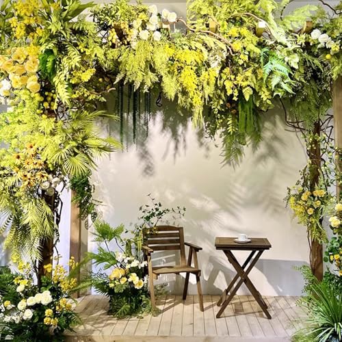 FagusHome Silk Hydrangea Heads 36 Pcs Artificial Flowers Heads and 3 Dozens Stems Fake Hydrangea Flowers with Stems for Home Wedding Decor (Yellow) - color: Yellow