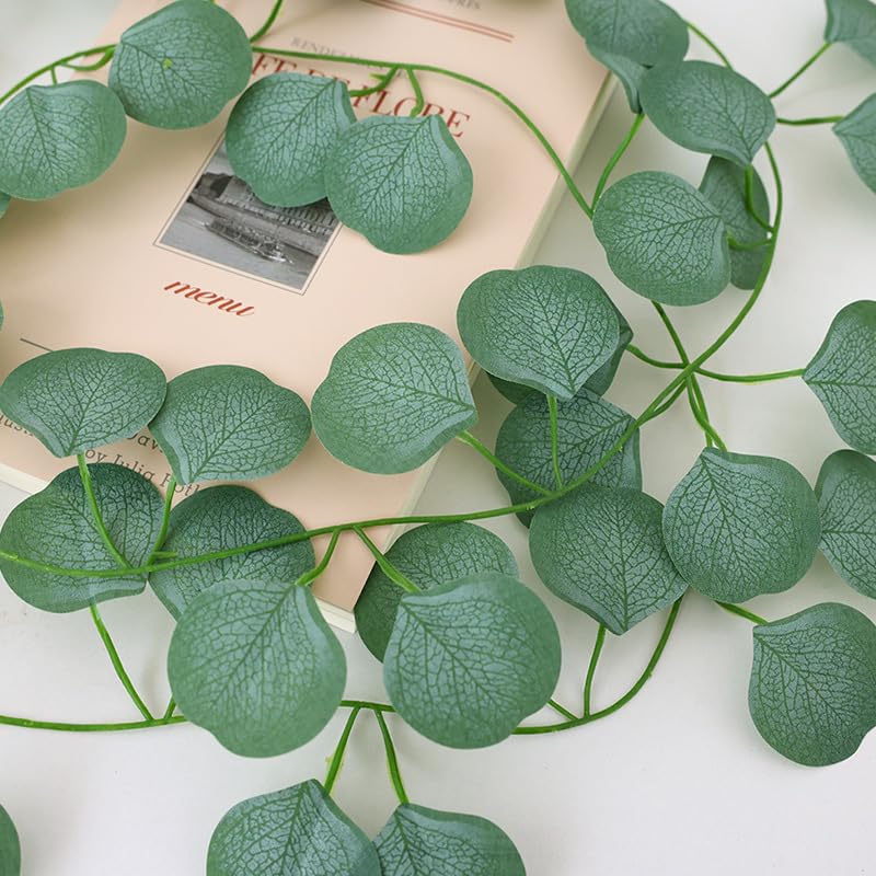 Eucalyptus Garland,Artificial Eucalyptus Leaves Table Greenery Garland Wreath Vines for Wedding Party Table Fireplace Bedroom Wall Room Decor (4PCS)