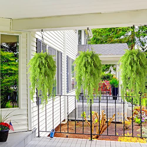 ZFProcess Artificial Faux Hanging Plants Basket for Spring Outdoor Decoration, Fake Seaweed Plant UV Resistant Look Real for Outside Porch Home Patio Balcony Yard(Green) - color: Green