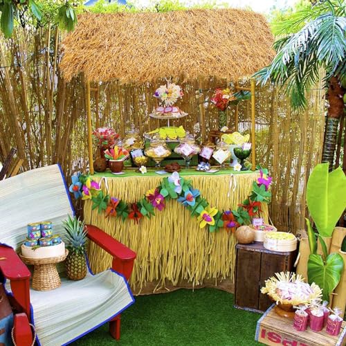 XLX TURF Artificial Thatch Roofing for Tiki Bar - Fake Hay Straw Mat for Farmhouse Western Cowboy Party Decorations Birthday Background - 35" x 12' Fireproof Duck Blind Grass - size: 35" x 12'