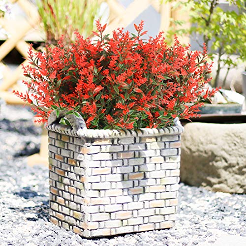 RECUTMS Artificial Lavender Flowers Plants 8 Bundles UV Resistant Faux Outdoor Plastic Greenery Shrubs Plants Hanging Planter Kitchen Home Wedding Office Garden Decor (Orange Red) - color: Orange, size: 8 Bundles