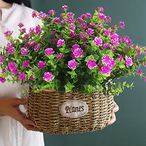 RECUTMS Artificial Flowers Outdoor UV Resistant Fake Plants Indoor Outside Hanging Planter, 12 Bundles Outdoor Fake Flowers UV Resistant Faux Plastic Plants Garden Porch Window Box Décor(Fuchsia) - color: Fuchsia, size: 12 Pcs