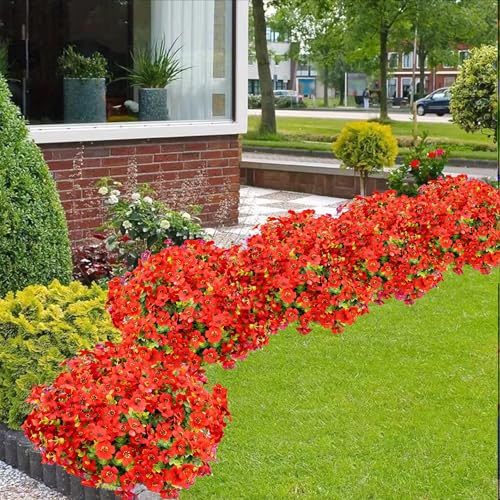 Artificial Flowers 12 Bundles, Faux Daisy and Eucalyptus Greenery Stems for Outdoor Indoor Decor - Fake Plants for Home, Garden, Patio, Porch Decoration - color: Red