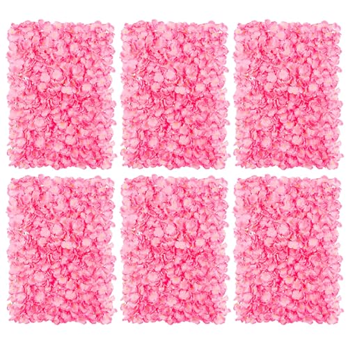 BLOSMON Flower Wall Panel Backdrop - 6 Pcs 24 x 16 Inch Pink Artificial Hydrangea Floral Backdrop for Wedding Party Baby Bridal Shower Decor, Hanging Fake Silk Flower Backdrop Decoration - color: Pink