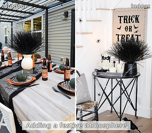 RECUTMS Fake Black Plants,Artificial Grass Fake Plants Outdoor Plants UV Resistant Greenery Stems Fake Grass Halloween Plants for Window Garden Patio Pathway Front Porch Halloween Décor 12Pcs(Black) - color: Black Grass