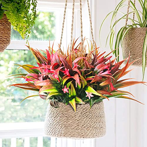 8 Bundles Artificial Plants Bushes Outdoor UV Resistant Fake Flowers Grass Bulk Faux Plastic Greenery for Fall Winter Summer Outside Window Box Planter Front Porch Yard Floral Arrangements - color: Red Morning Glory Flowers and Grass, size: 8pcs