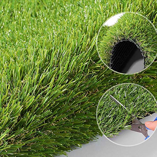 Artificial Grass Lawn Turf 4 FT x 7 FT(28 Square FT) 0.8inch Realistic Synthetic Grass Mat, Indoor Outdoor Garden Lawn Landscape for Pets,Fake Faux Grass Rug with Drainage Holes - size: 4FTx7FT
