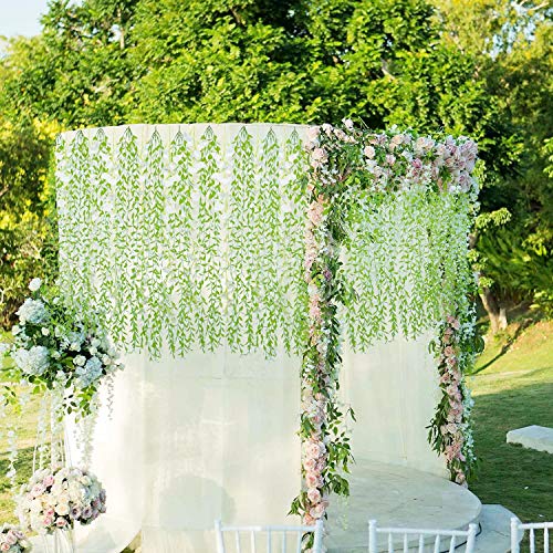 Fake Hanging Plants Artificial Vine, Plastic Ivy Greenery Christmas Garland Faux Vines Grass Flowers Leaves Home Garden Outdoor Indoor Party Wedding DIY Bedroom Wall Decor Decoration - Green 10 Pack - color: Long Vines/ Green/ 10 Pack