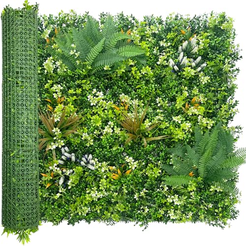 ODTORY Artificial Grass Boxwood Hedges Wall Panels: 40" x 120" (33.5 sqft) UV-Anti Faux Greenery Fake Ivy Leaves Privacy Fence Screen Backdrop for Garden Covering Privacy, Outdoor Indoor Decor - color: Greenery, size: 40x120 in