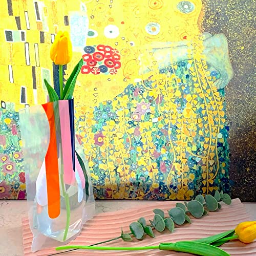 BLOFLO Collapsible Flower Vase, Foldable Vase, Expandable Vase, Plastic Flower Vases, Removable Flower Vases for Centerpieces, Contemporary Décor for Home Office Wedding (Set of 6)