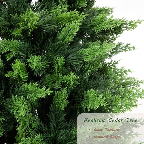 6.03ft UV Resistant Artificial Cedar Tree with Full & Soft Real Touch Leaves, 72.4in Realistic Faux Cypress Tree, Fake Topiary Trees for Front Door Proch Patio Deck Balcony Yard Decor - color: Green, size: 6ft