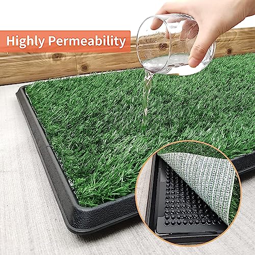Dog Grass Pet Loo Indoor/Outdoor Portable Potty, Dog Litter Box, Artificial Grass Patch Bathroom Mat and Washable Pee Pad for Puppy Training, Full System with Trays (Pet Training Tray, 20"x16") - size: 20"x16"（4 Layer Potty System)