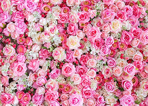 Pink Red Rose Flowers Theme Photography Backdrops 7x5ft Baby Shower Wedding Happy Birthday Day Photo Background Dessert Cake Table Decoration Supplies Studio Props Banner Vinyl