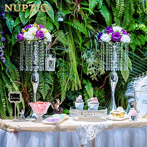 10 Pcs 21.3 inches Tall Crystal Metal Vase Wedding Road Lead Flower Holders Centerpiece Crystal Flower Chandelier Metal Flower Vase for Reception Tables Wedding Supplies - color: Silver, size: 10 x L