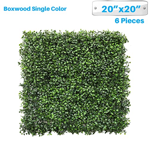 Patio Paradise Artificial Greenery Grass Wall Panels, 20"x20" (6pc) Faux Grass Boxwood Backdrop Fake Ivy Privacy Screen Green Hedge for Indoor Outdoor Décor, Boxwood Single Panel - color: Boxwood Single Panel, size: 20"x20"