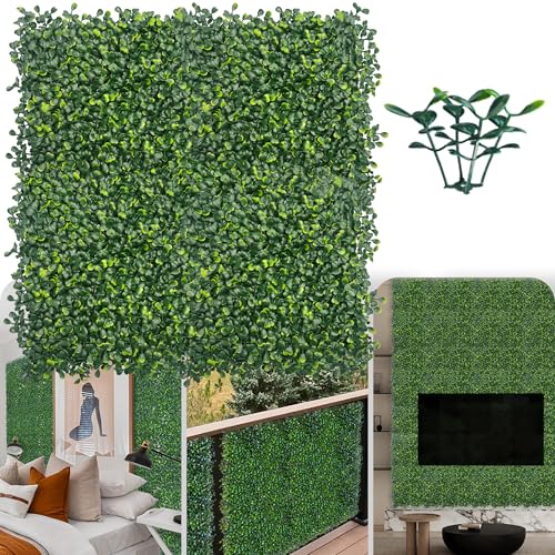 ODTORY Artificial Grass Wall Panel Backdrop,10 X 10 in 16P(11.2 sqft) UV-Anti Greenery Boxwood Panels for Indoor Outdoor Green Wall Decor & Ivy Fence Covering Privacy - size: 10"X10" 16P