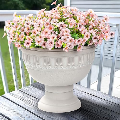 Artificial Flowers for Outdoor Indoor Garden Home Decoration, Faux Flower Daisy with Eucalyptus Leaves Fake Plants Greenery Boxwood Porch Patio, 12 Bundles - color: Pink