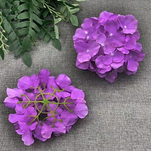 FagusHome Silk Hydrangea Heads 36 Pcs Artificial Flowers Heads and 3 Dozens Stems Fake Hydrangea Flowers with Stems for Home Wedding Decor (Purple) - color: Purple