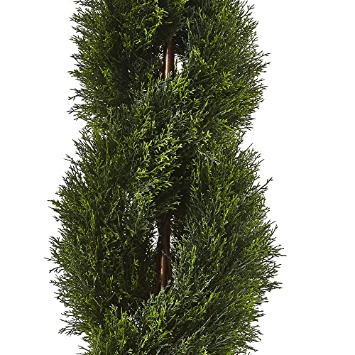Nearly Natural Double Pond Cypress 4 ft. H Spiral Topiary UV Resistant with 1036 Leaves (Indoor/Outdoor) - size: 10 in x 48 in x 10 in