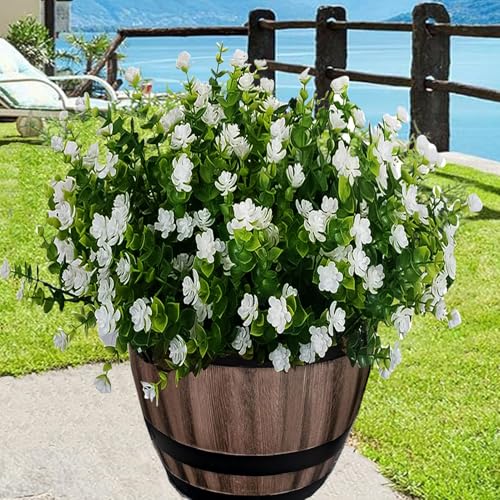 Outdoor Artificial Flowers, Outdoor Faux Plants UV Resistant hrubs,Faux Flower for Indoor Outdoor Planters Spring Summer Window Boxes Decoration (A-White, 12 PCS) - color: A-white