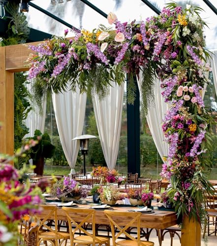 8PCS Delphinium Artificial Flowers 33.5'' Silk Faux Hyacinth Flowers Long Stem Artificial Snapdragon Flowers for Tall Vase Home Wedding Garden Table Centerpieces Decor(Colorful Purple) - color: Colorful Purple