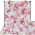 5x7ft Pink Rose Floral Wall Backdrop Flower Wall Decorations Photography Background for Wedding Mother's Day Birthday Bridal Shower Valentine's Day Party Decoration Banner Studio Props - size: 5x7ft