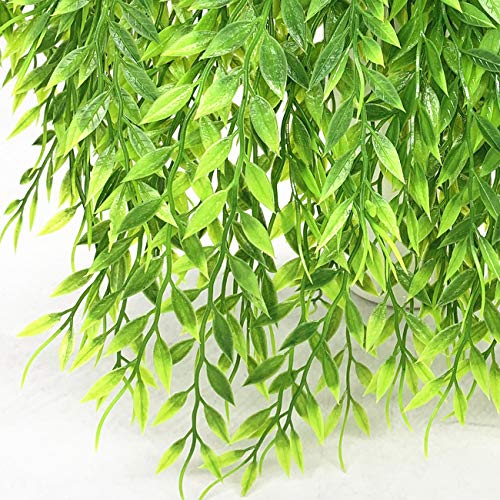 Artificial Weeping Willow, Plastic Plants Greenery Shrubs, Fake Hanging Vine Ivy Garland Outdoor Indoor Home Garden Verandah Parterre Wall Baskets Table Decoration UV Resistant 4 pcs - color: Weeping Willow / 4pcs