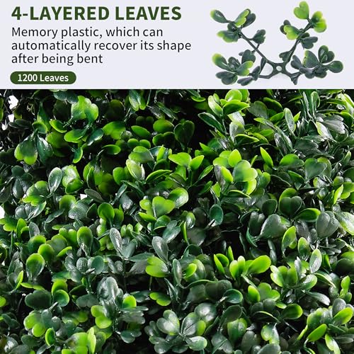 Artificial Spiral Topiary Trees Set of 2, 4ft Faux Boxwood Topiary, UV Resistant & Fade Resistant, Year-Round Greenery for Indoor Outdoor Home, Porch, Patio, Garden Decor