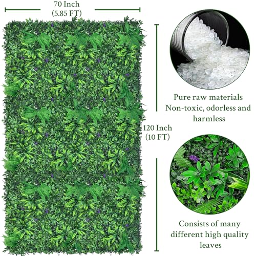 ODTORY Artificial Greenery Wall Panels: 70'' x 120'' UV-Anti Faux Greennery Grass Wall Privacy Backdrop Fence Screen for Garden Fence Covering Privacy, Outdoor Indoor Home Decor - size: 70 X 120 IN