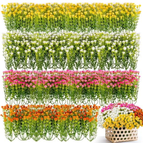 RAINFLOW Baby Breath Flowers Artificial Bulk - 100PCS Mini Flowers for Decoration Scrapbook Supplies Flower Garland Wedding Decorations for Reception Bouquet Accessories Home Decor Multicolor 3.74In - color: Multi Color, size: 100 PCS
