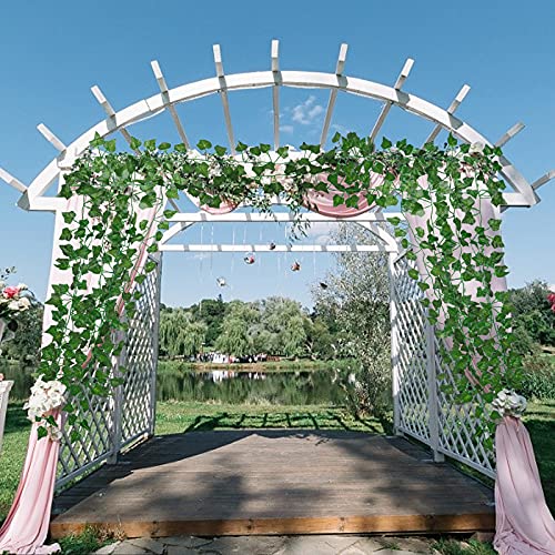 RECUTMS Fake Vines 24 Pack 173 FT Artificial Ivy Leaves Wall Decor Leaf Plants Greenery Garland Hanging Plant Vine Fake Leaf Vines for Room Garden Office Wedding Wall Decor - color: Green-24