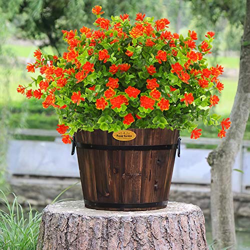Artificial Flowers Outdoor,8 Bundles Outdoor Fake Flowers,Plastic Faux Flowers Greenery Shrubs Plants for Indoor Outside Window Box Hanging Planter Home Porch Decor(Orange Red) - color: Orange Red, size: 8 Bundles