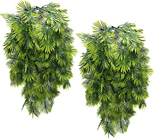 PASYOU Artificial Hanging Vines Plants, Fake Tropical Ivy Plant Faux Greenery Fan Leaves Vine Plastic Foliage Boston Fern Leaf for Indoor Outdoor Garden Wedding Party Christmas DIY Decoration 4 Pack - color: Tropical Greenery Vine/ 4 Pcs