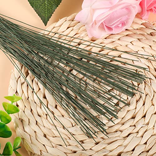 Floral Wire 26 Gauge, 100 Pcs Green Florist Flower Wire Stems for Crafts, Bouquet Stem Wrapping, Wreath Making, Flower Arrangement Supplies (14 Inch) - color: Green
