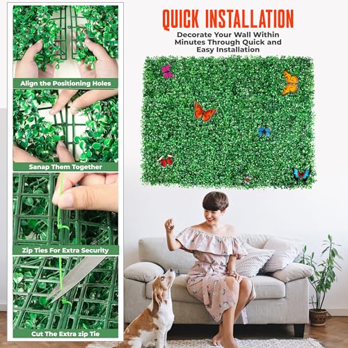 12Pcs Artificial Grass Wall Panels - 10”x10” Grass Backdrop Wall, UV Protected Greenery Decor for Indoor Outdoor Use (10”x10” (12pcs)) - size: 10”x10” (12pcs)
