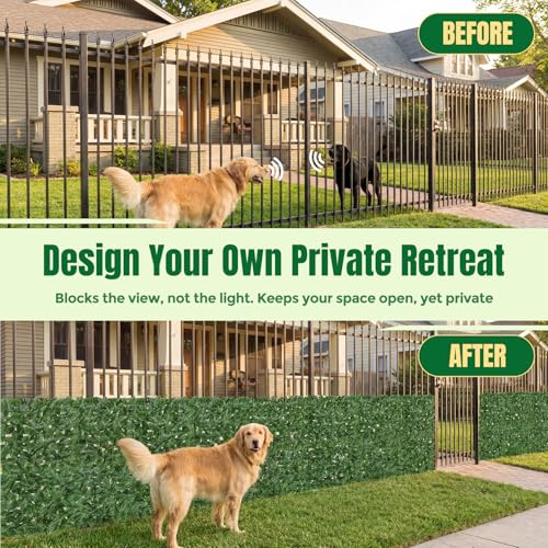 KASZOO Artificial Ivy Privacy Fence Screen - 120x40in Artificial Faux Privacy Fence Panel Artificial Green Wall Balcony Privacy Screen Decoration for Patio, Balcony, Wall, Backyard Indoor Outdoor - size: 120 in x 40 in - Maple Leaf