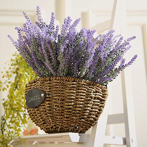 8 Bundles Artificial Flowers Fake Lavender Faux Plastic Plants Purple Flowers for Home Decor Wedding Kitchen Garden Patio Porch Office Table Indoor Outdoor Decorations (Purple Lavender/8pcs) - color: Purple Lavender/8pcs