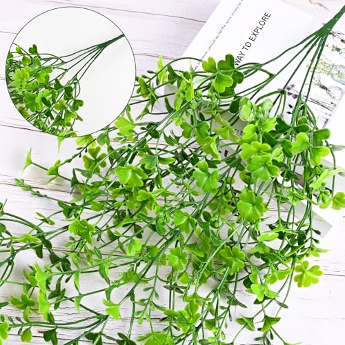 Waipfaru Artificial Hanging Four-leaf clover, 4pcs Fake Hanging Plants, Faux Ivy Pothos Vines Greenery for Wall Home Bedroom Living Room Aesthetic Kitchen Office Aesthetic Kitchen Indoor Outdoor Decor - color: Four Leaf Clover, size: 4Pcs Plants